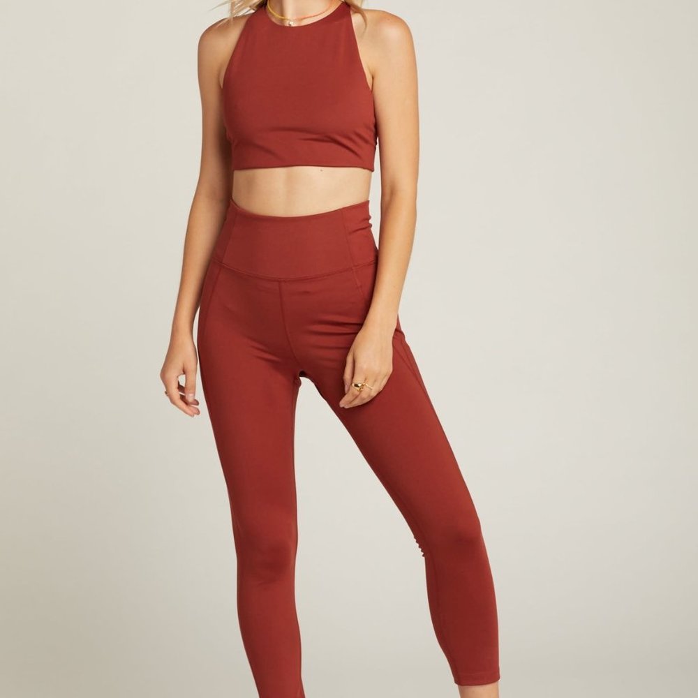 Girlfriend Collective Sports Bra and Matching Leggings FULL SET! Sedona Rust M - Picture 2 of 4